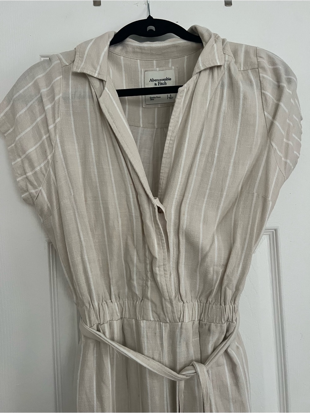 Abercrombie & Fitch Cream Striped Jumpsuit